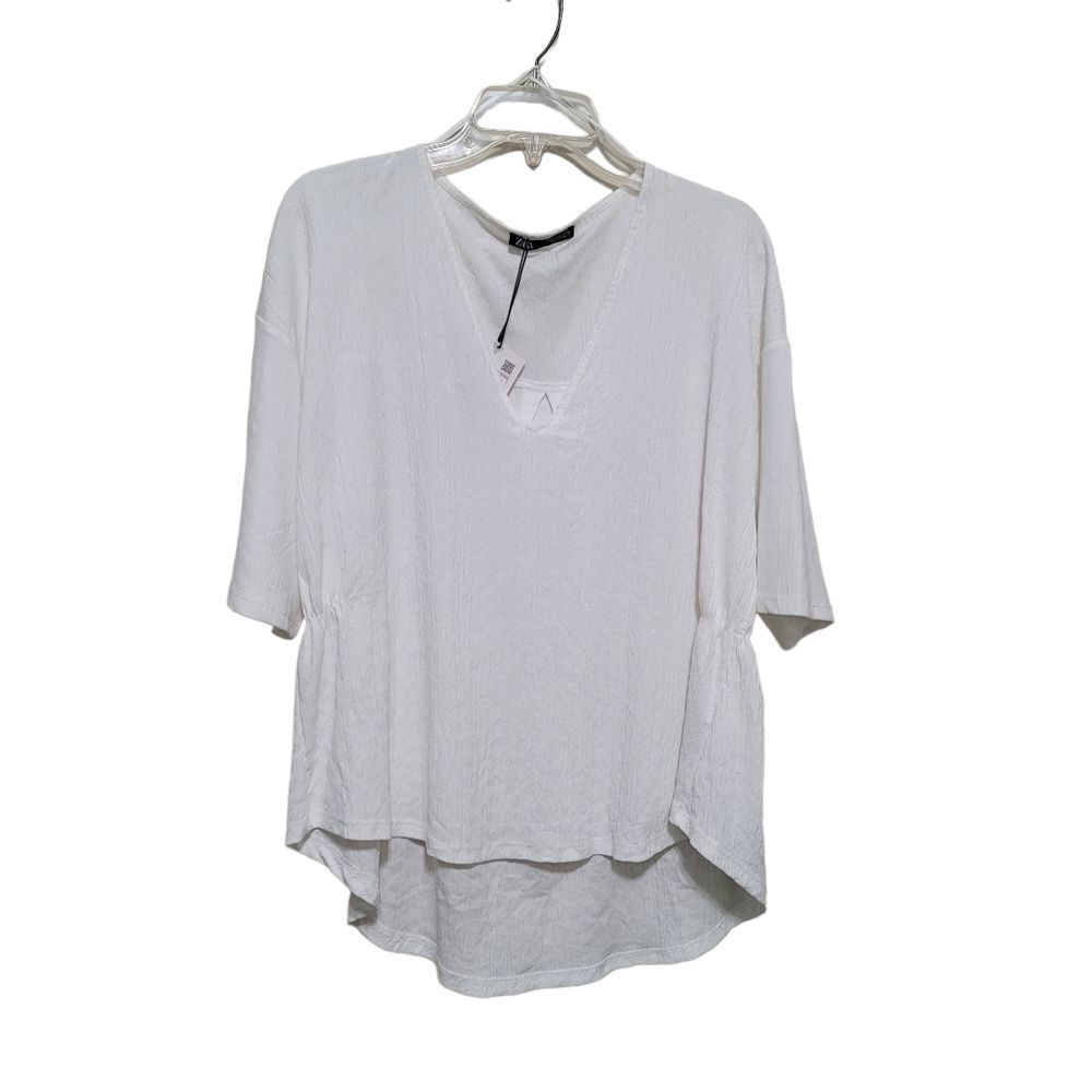 Zara White Loose Peplum Top M
